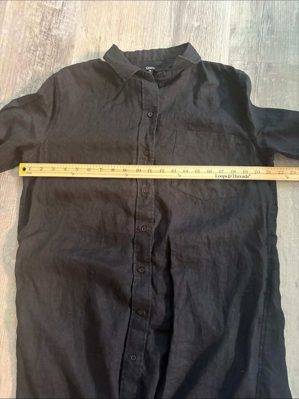 Quince European 100% Linen Black Button-Front Long Shirt Dress Size Small - Picture 5 of 7